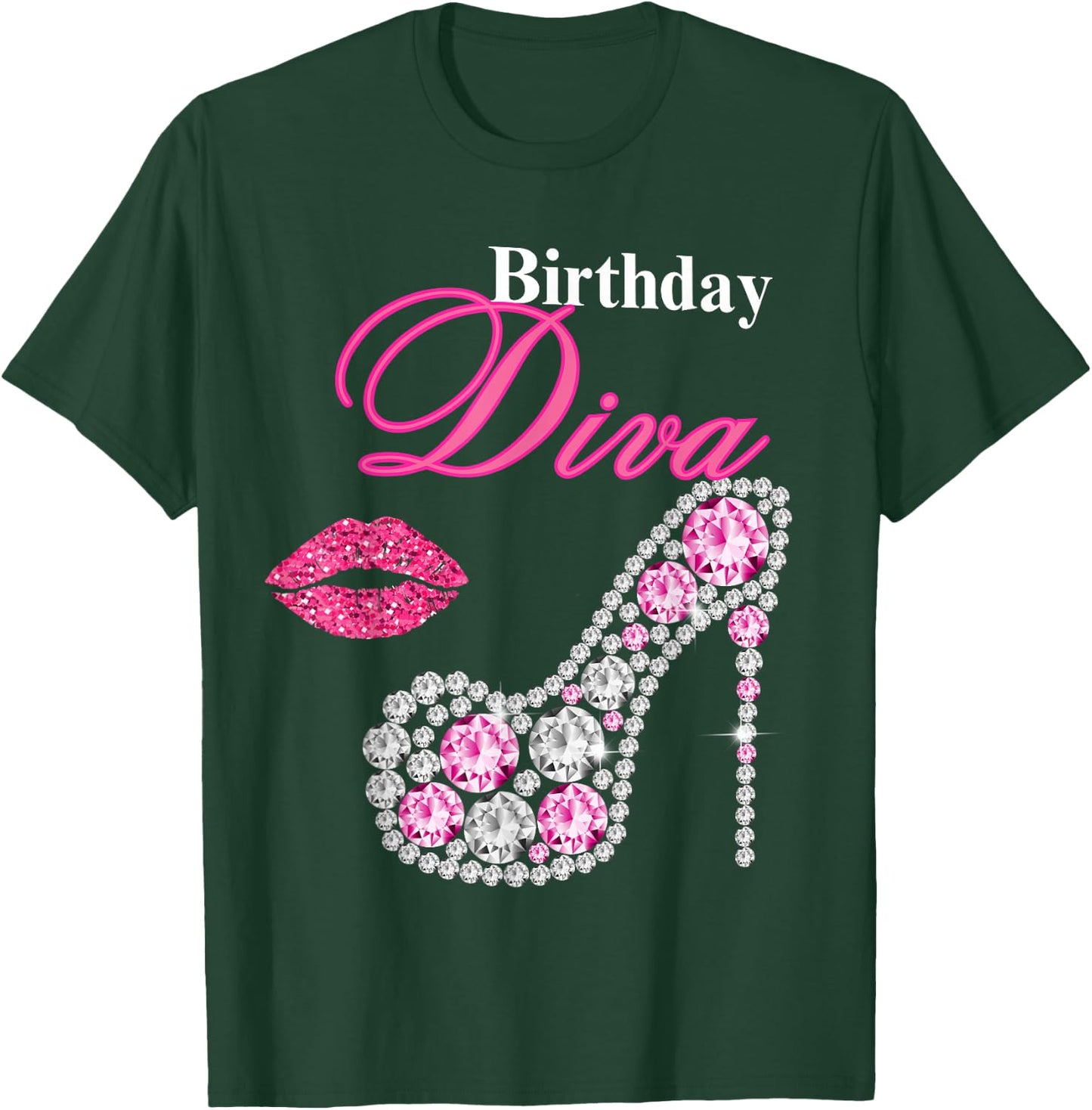 Hot Pink Lips Gifts High Heel Afro Diva Birthday Melanin T-Shirt - T-Shirt | Forest