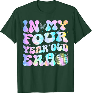 Groovy In My Four Year Old Era Girl 4th Birthday 4 Yrs Old T-Shirt - T-Shirt | Forest