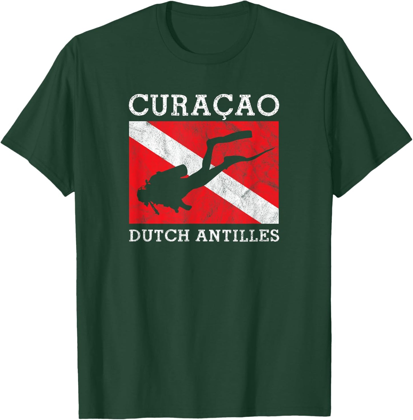 Vintage Curacao Scuba Dive Flag Vacation Souvenir Caribbean T-Shirt - T-Shirt | Forest