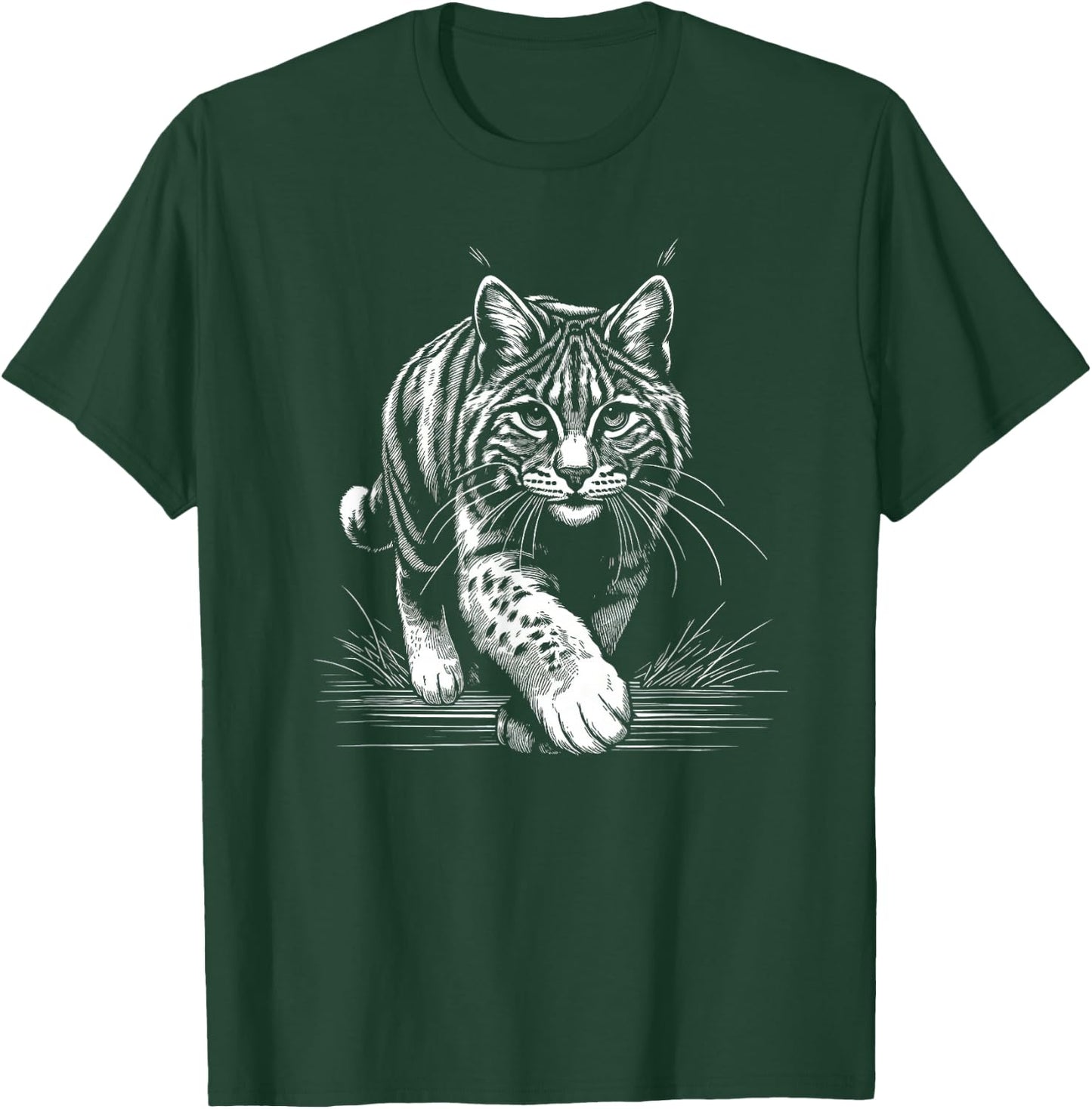 Running Bobcat Graphic Design and Men T-Shirt - T-Shirt | Forest