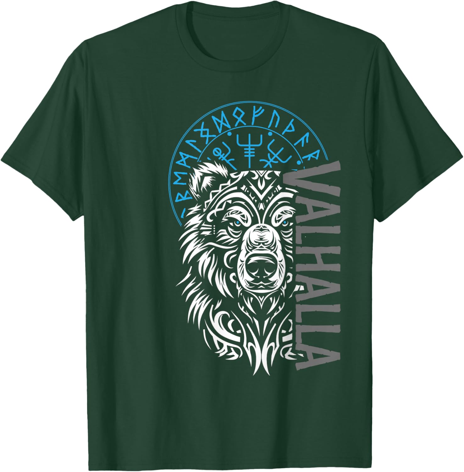 Valhalla & Viking Compass - Nordic Bear Design T-Shirt - T-Shirt | Forest
