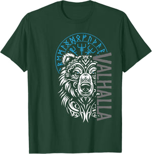 Valhalla & Viking Compass - Nordic Bear Design T-Shirt - T-Shirt | Forest