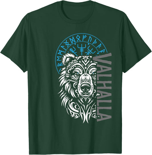 Valhalla & Viking Compass - Nordic Bear Design T-Shirt - T-Shirt | Forest