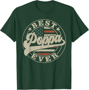Best Poppa Ever American US Flag Funny Father's Day T-Shirt - T-Shirt | Forest