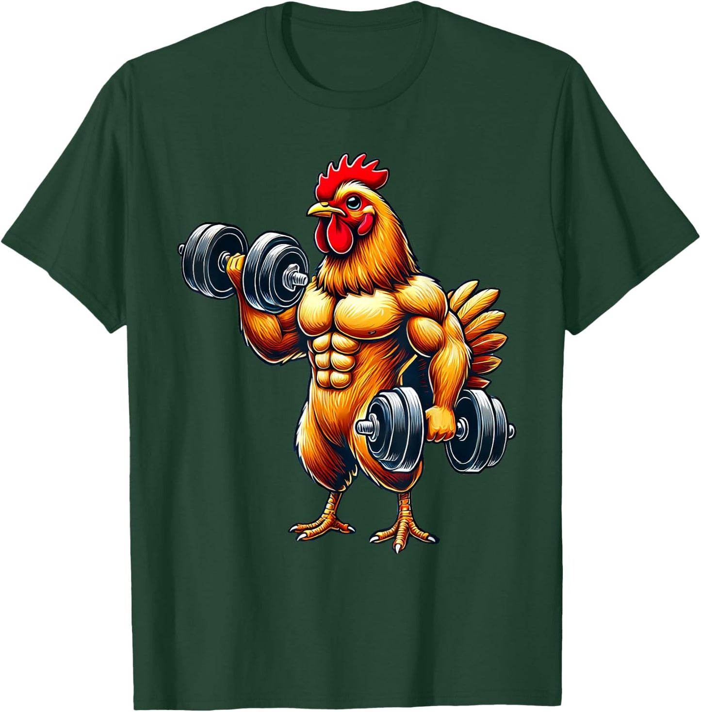 Chicken Powerlifting Weightlifting Gym Apparel -Adults & Kids Black Small Classic Fit Modern Humorous Animal-Themed T-Shirt - T-Shirt | Forest
