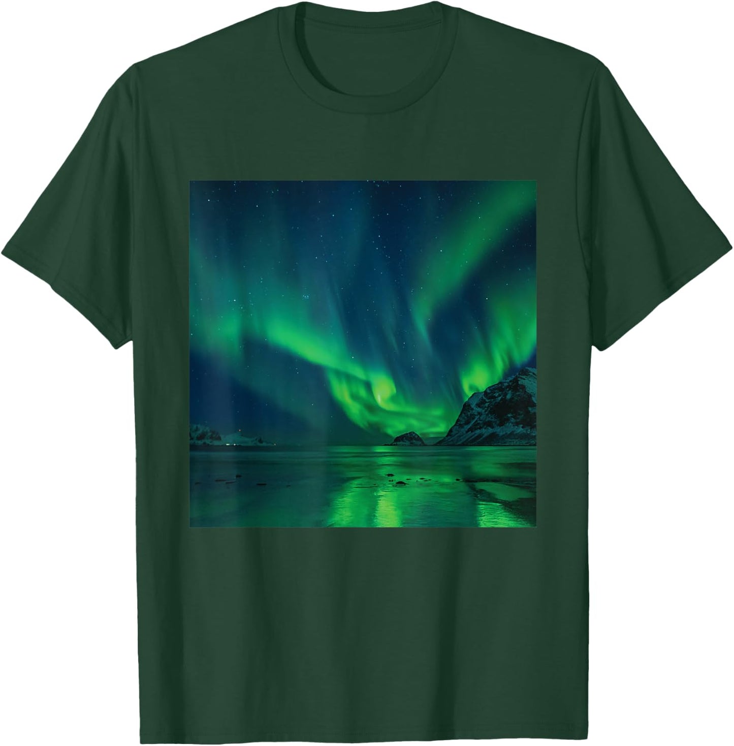 Aurora Borealis I Polar Lights Iceland Vacation T-Shirt - T-Shirt | Forest