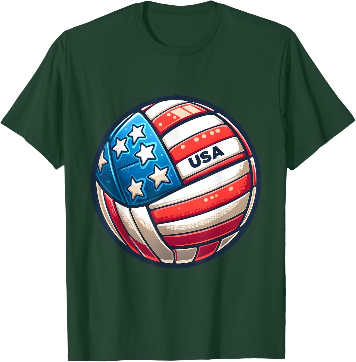 Volleyball Support Team Flag USA Beach American Men Women Kids T-Shirt - T-Shirt | Forest