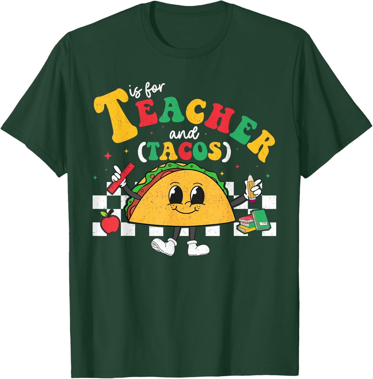 T Is For Teacher and Taco Tuesday Cinco de Mayo Teacher Men Women Kids T-Shirt - T-Shirt | Forest