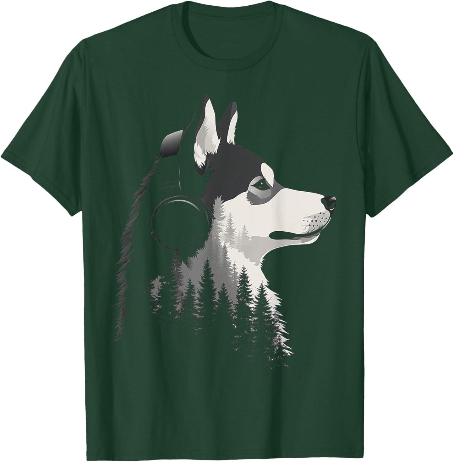 Siberian Husky Dog Pet Music Headphone Siberian Husky T-Shirt - T-Shirt | Forest