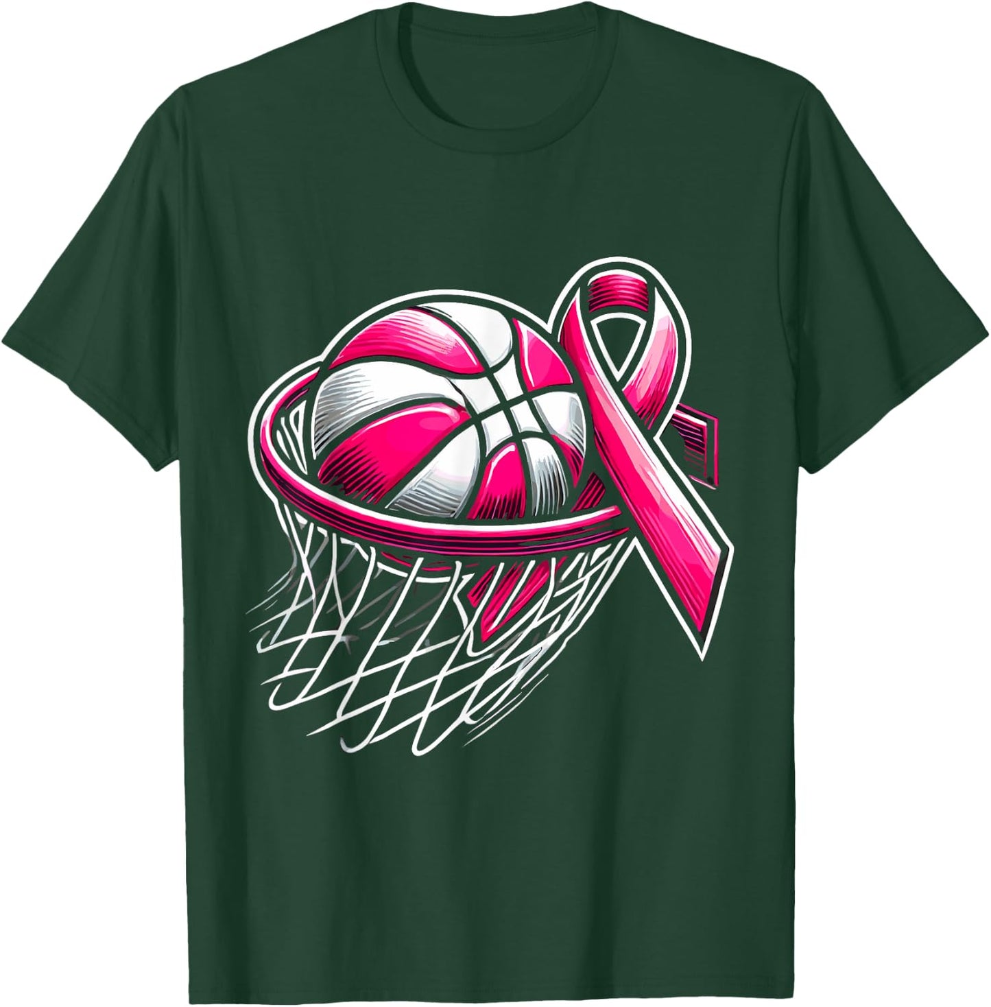 Breast Cancer Awareness Support Pink Basketball Love Coach T-Shirt - T-Shirt | Forest