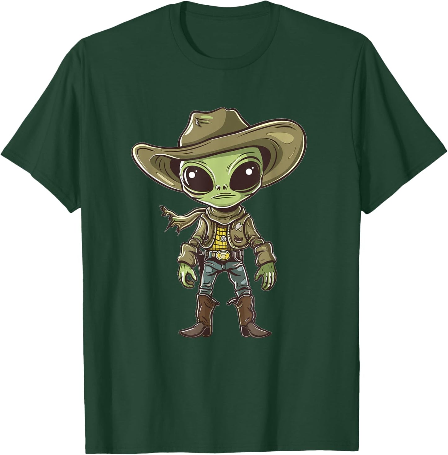 Cute Alien Cowboy T-Shirt - T-Shirt | Forest