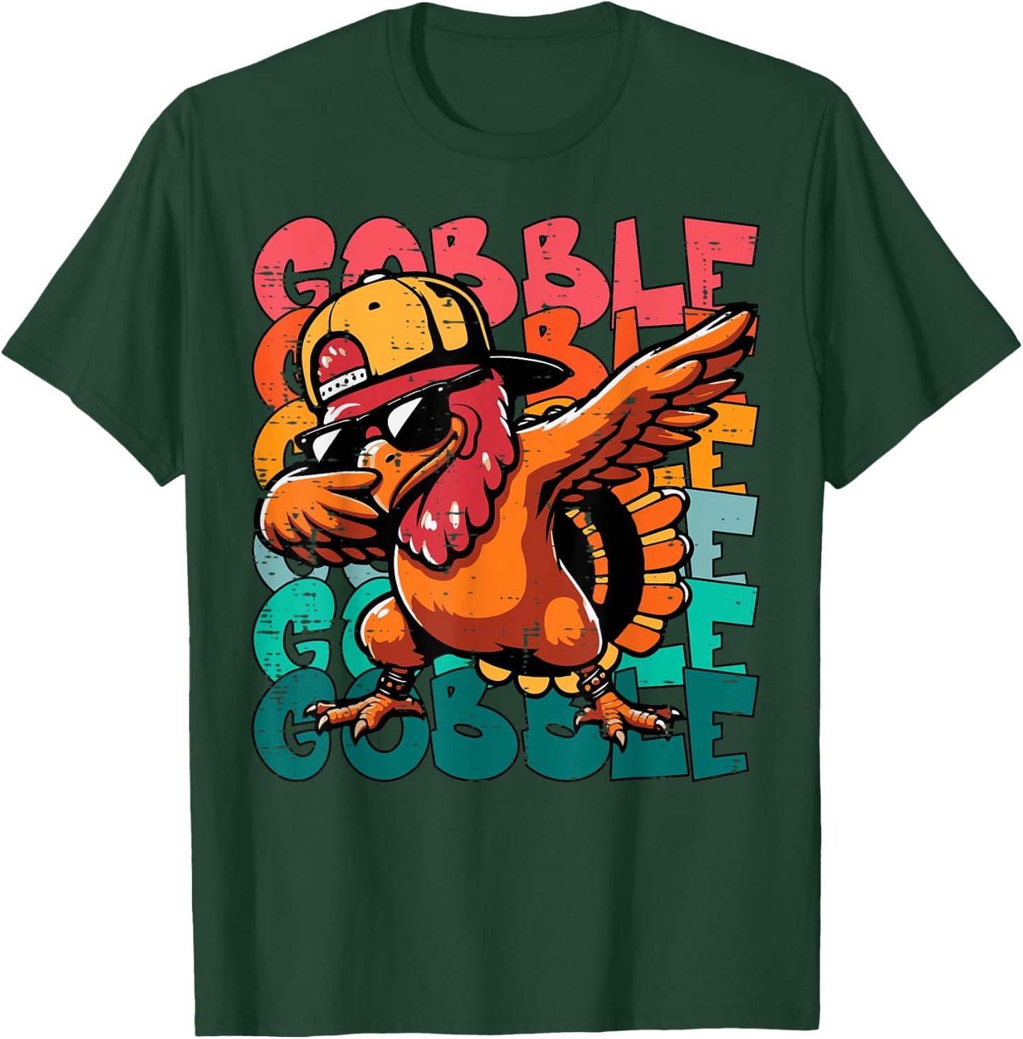Thanksgiving Turkey Dab Gobble Funny Toddler Boys Kids Youth T-Shirt - T-Shirt | Forest