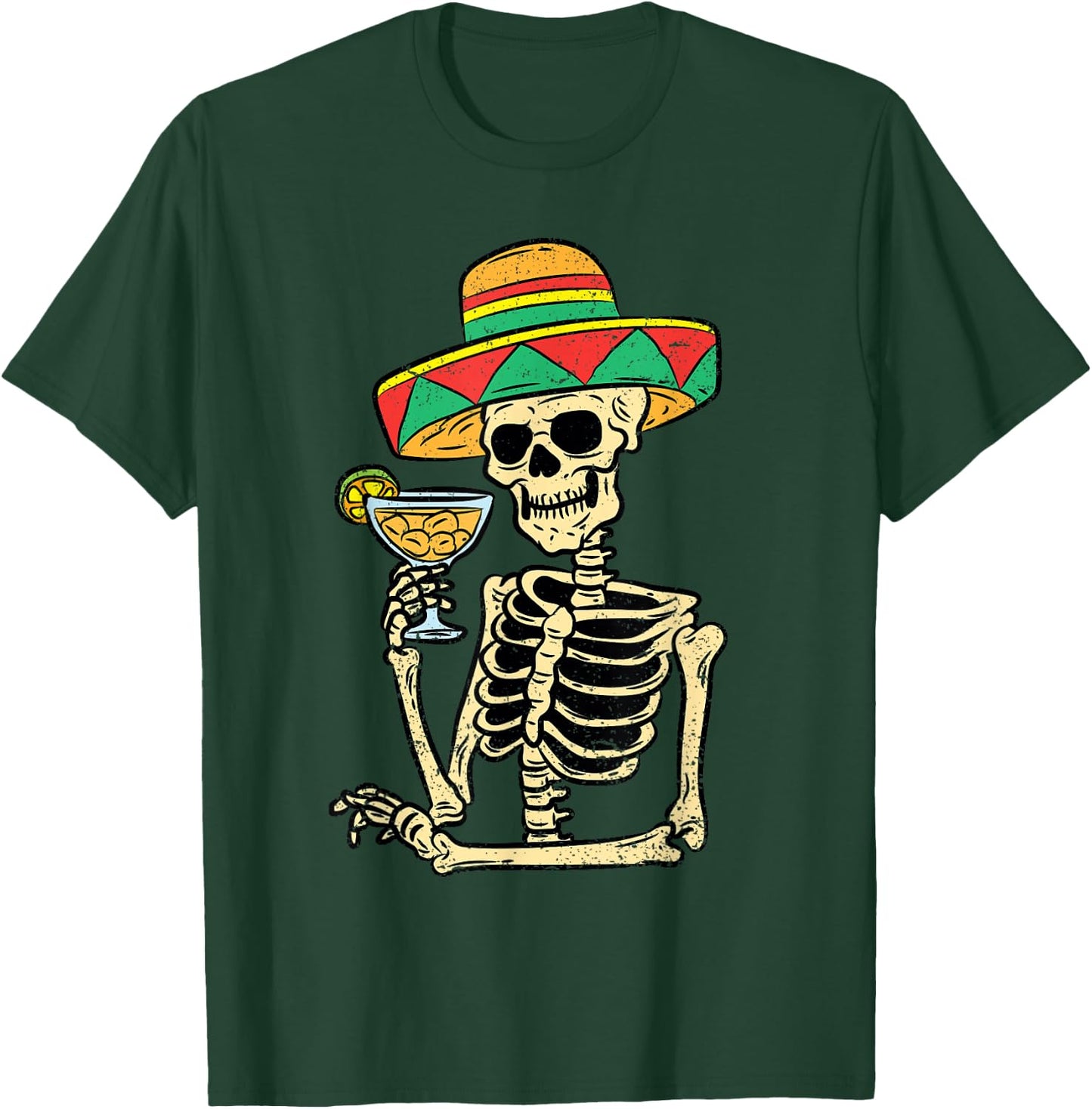 Mexican Skeleton Sombrero Cinco De Mayo Fiesta Men Women T-Shirt - T-Shirt | Forest