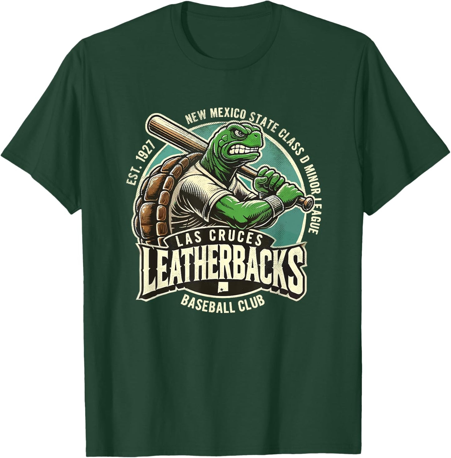 Las Cruces Leatherbacks Retro Minor League Baseball Team T-Shirt - T-Shirt | Forest