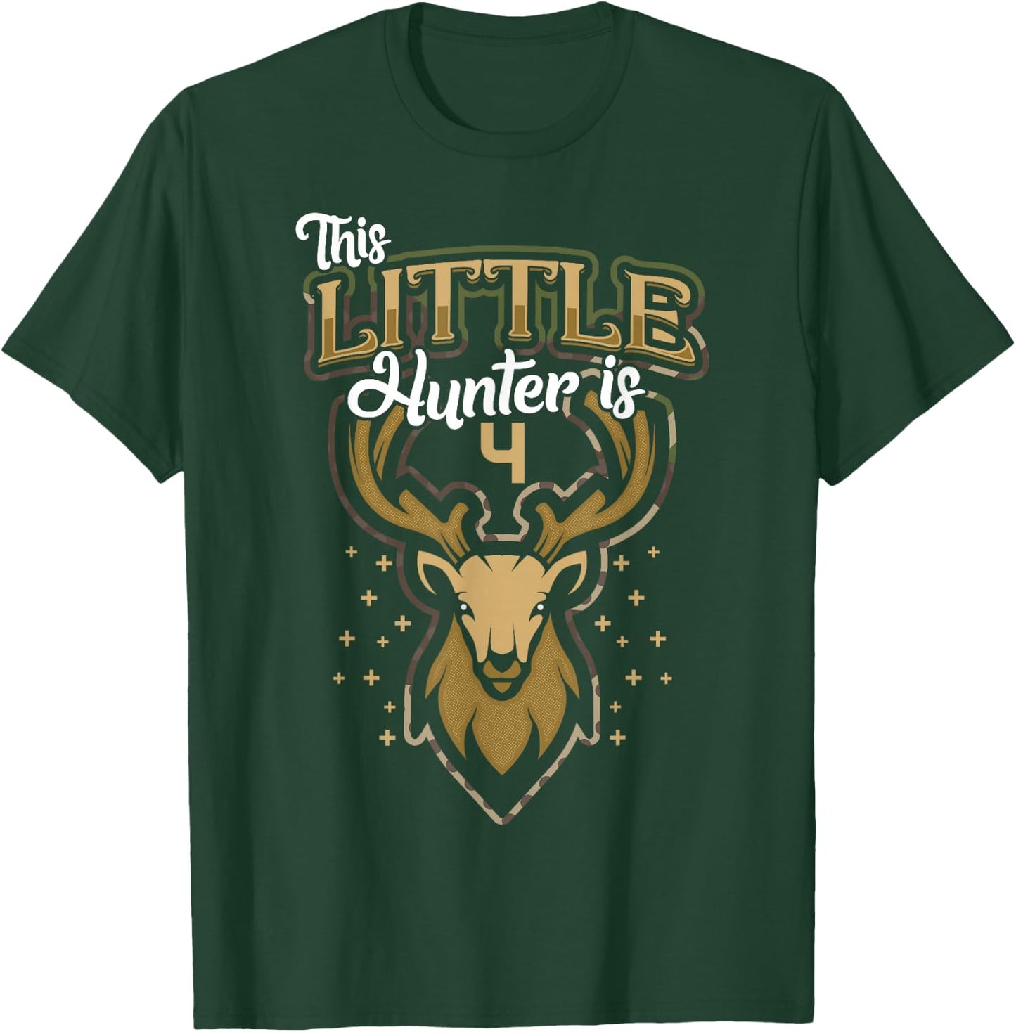 4th Birthday Shirt Hunting Boy Deer Hunter Gift 4 Years Old T-Shirt - T-Shirt | Forest