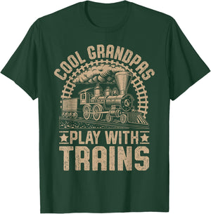 Cool Grandpas Play With Trains Locomotives Trains Grandpa T-Shirt - T-Shirt | Forest