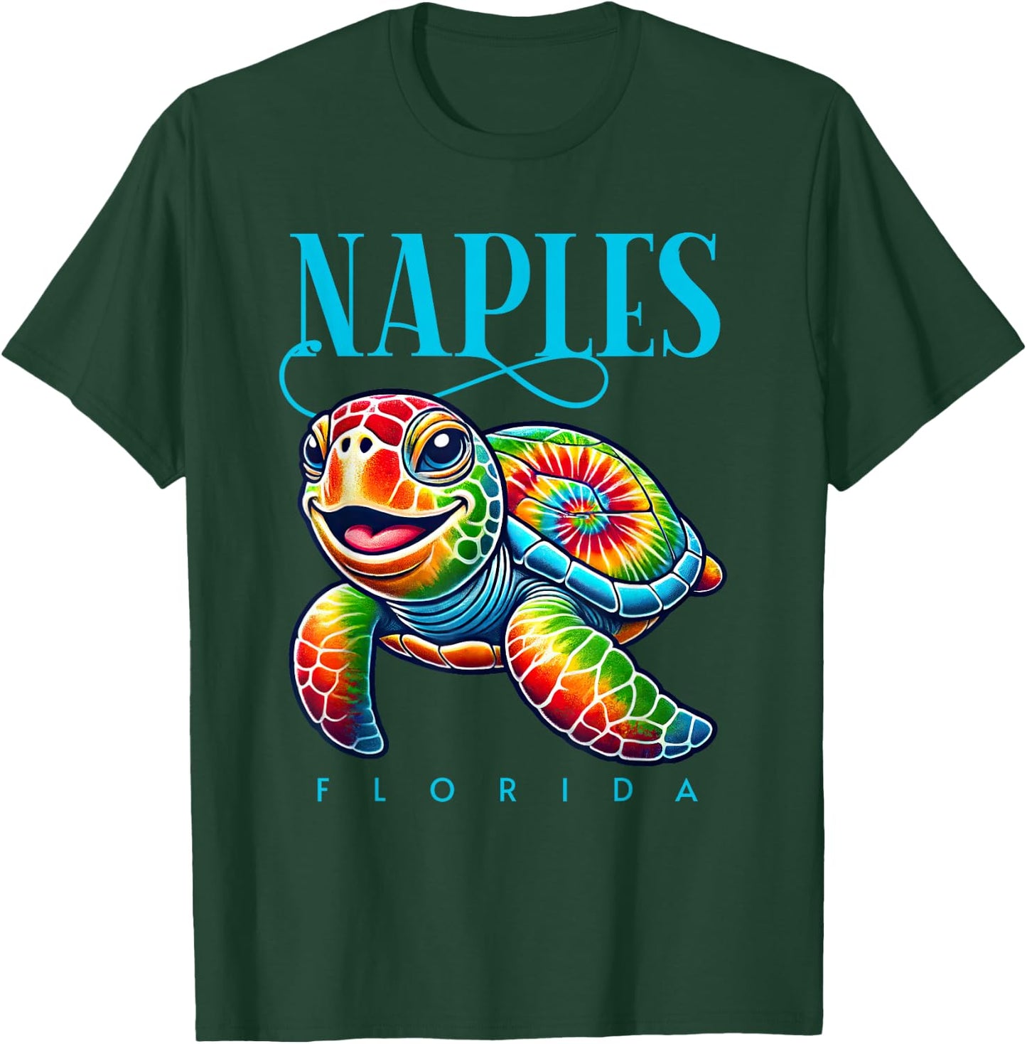 Naples Florida Smiling Tie Dye Sea Turtle T-Shirt - T-Shirt | Forest