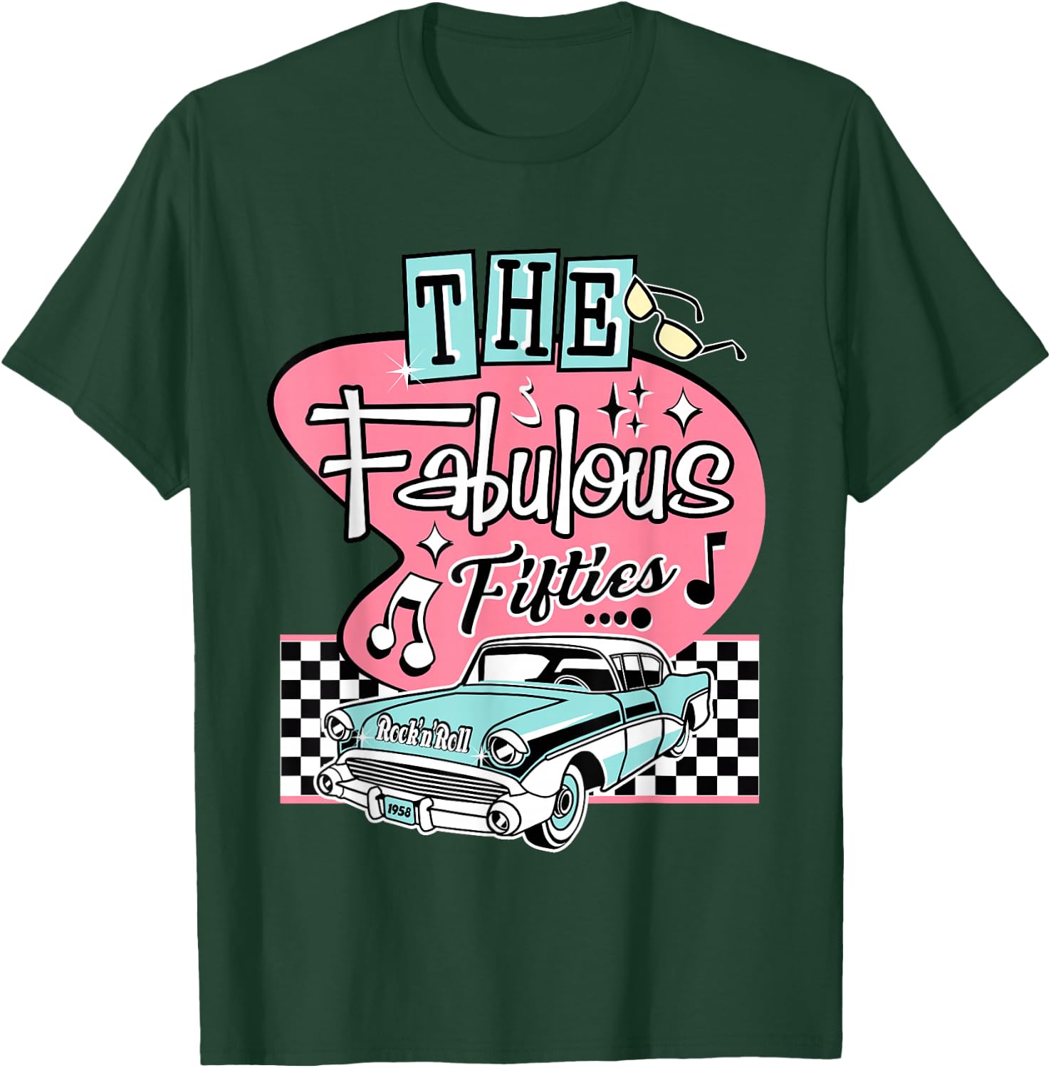 50s Rockabilly Vintage 1950s Clothing Men Sock Hop T-Shirt - T-Shirt | Forest