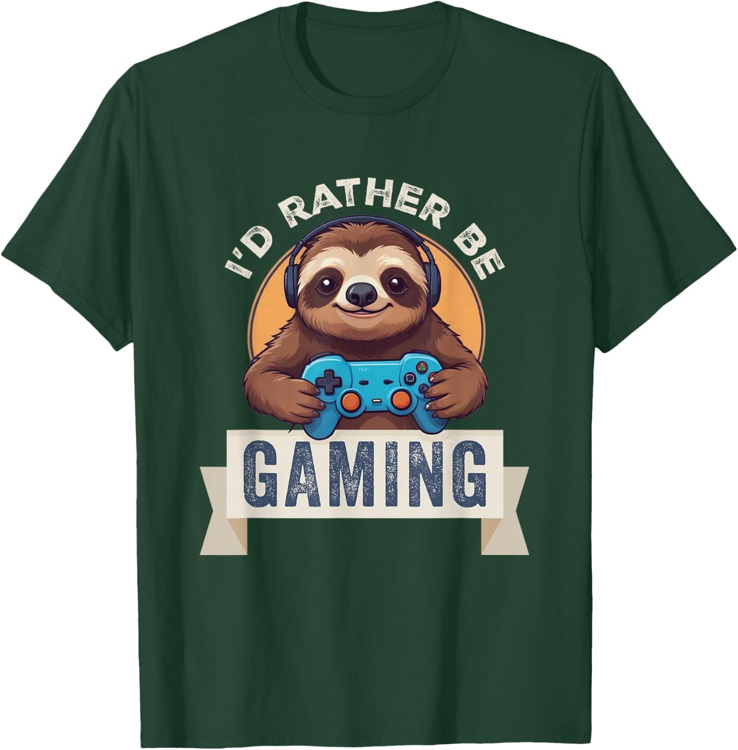 Sloth Gamer, I'd Rather Be Gaming T-Shirt - T-Shirt | Forest