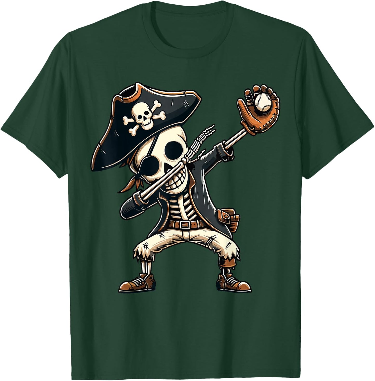 Dabbing Skeleton Pirate Baseball Kids T-Shirt - T-Shirt | Forest