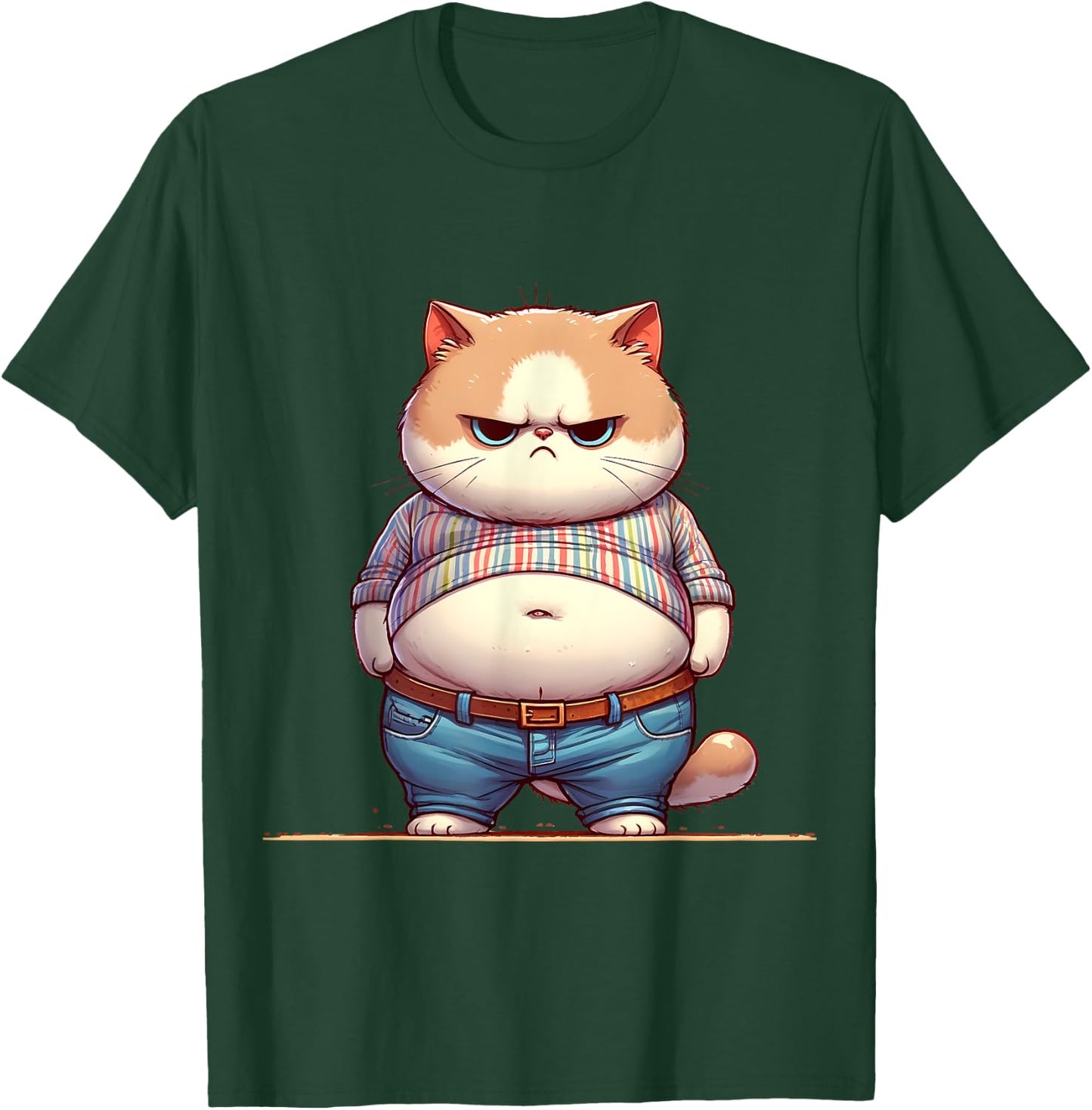 Funny Fat Cat Graphic Fat Kitten Design Chubby Cat Lover Women Girls Kids T-Shirt - T-Shirt | Forest