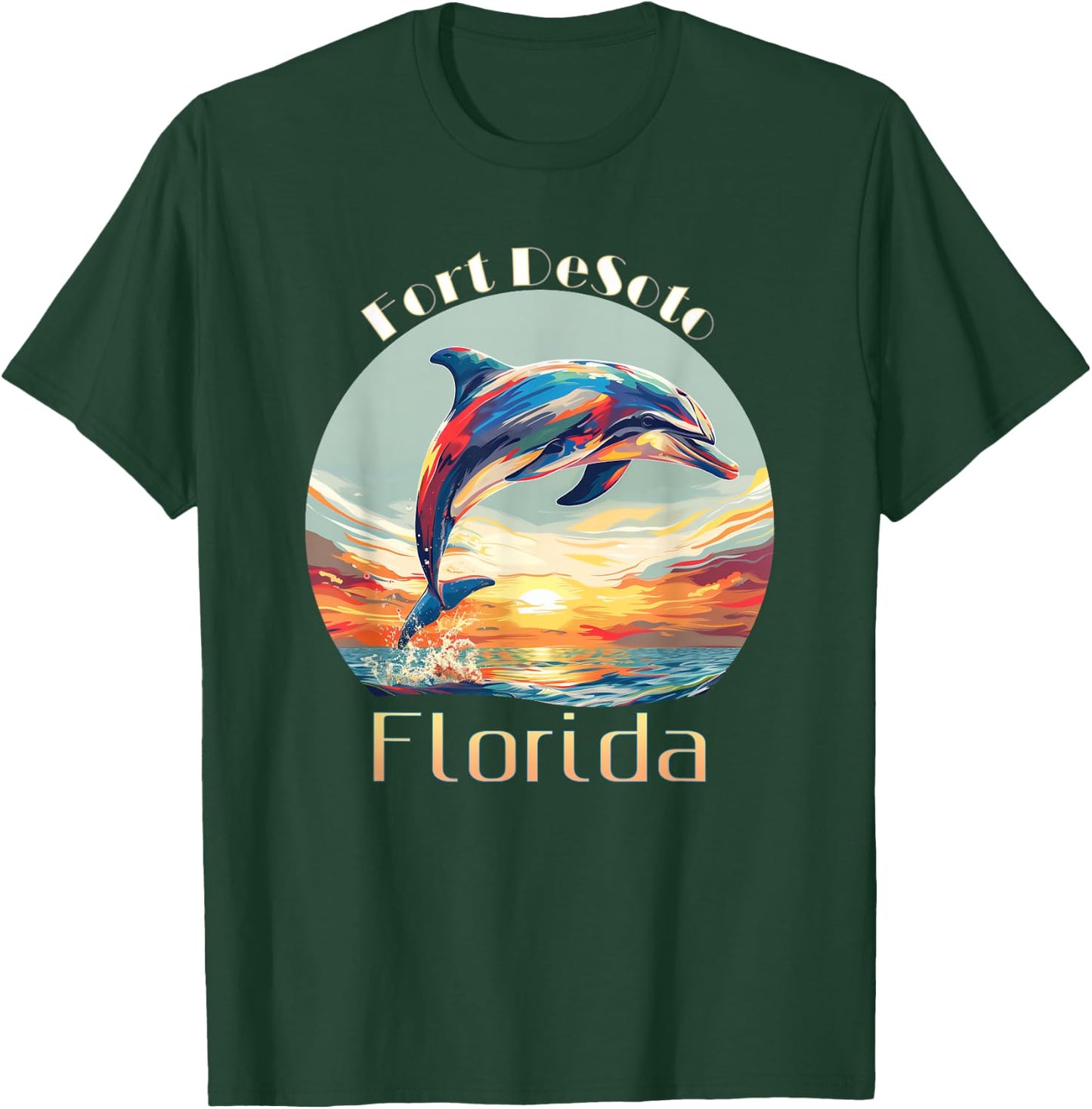 Fort DeSoto Florida Summer Vacation Beach Dolphin T-Shirt - T-Shirt | Forest