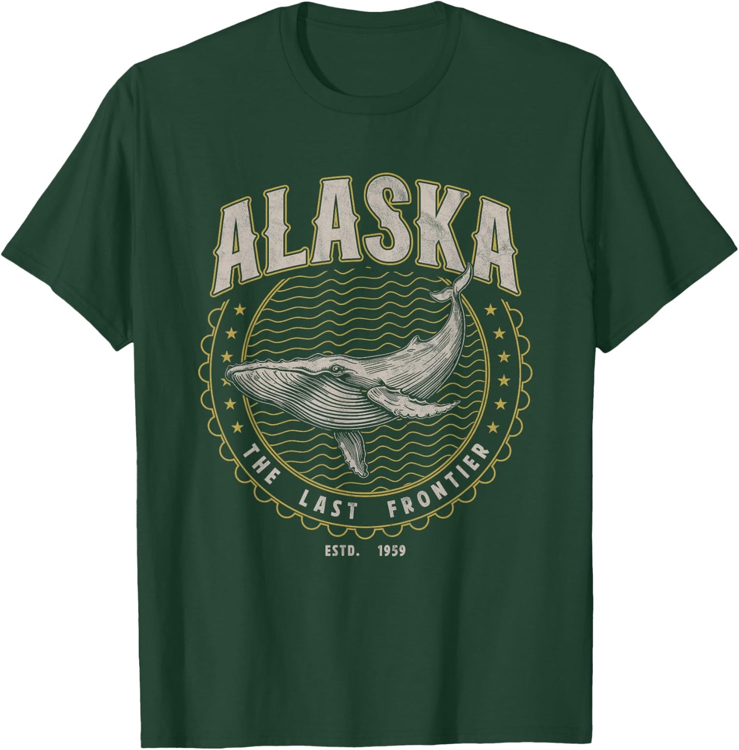 Alaska Last Frontier Whale USA Vintage T-Shirt - T-Shirt | Forest