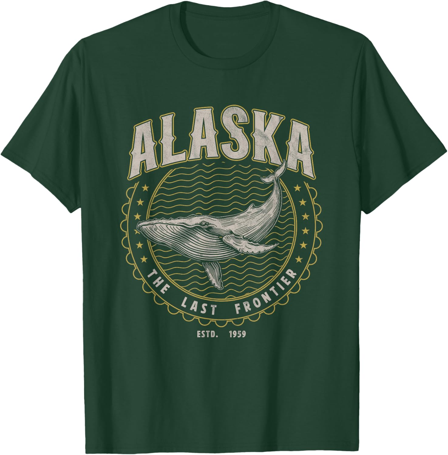 Alaska Last Frontier Whale USA Vintage T-Shirt - T-Shirt | Forest