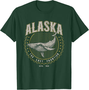 Alaska Last Frontier Whale USA Vintage T-Shirt - T-Shirt | Forest