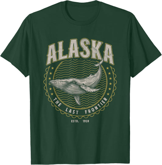 Alaska Last Frontier Whale USA Vintage T-Shirt - T-Shirt | Forest