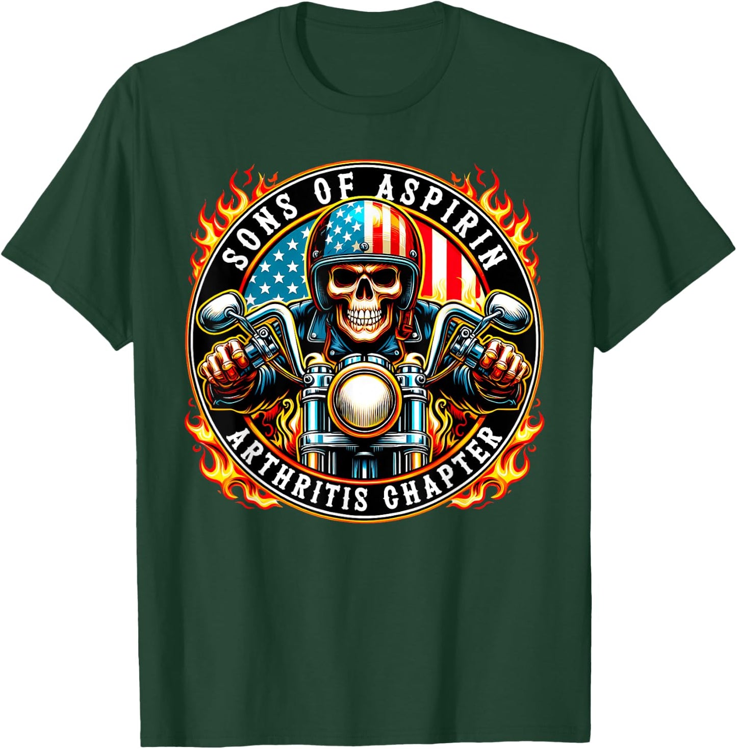 Sons of Aspirin Arthritis Chapter USA Rider Motorcycle Biker T-Shirt - T-Shirt | Forest