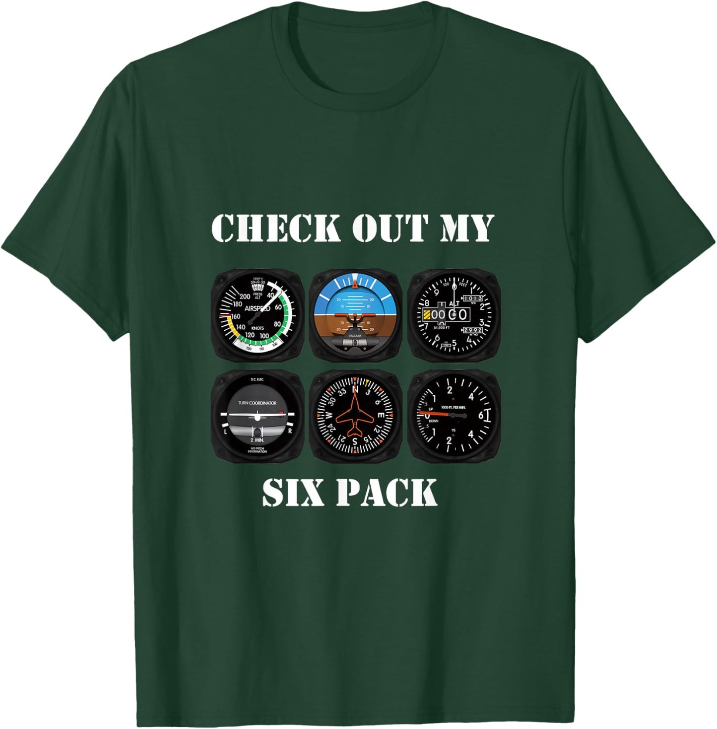Pilot Aviation Check Out My Six Pack Flying Airplane T-Shirt - T-Shirt | Forest