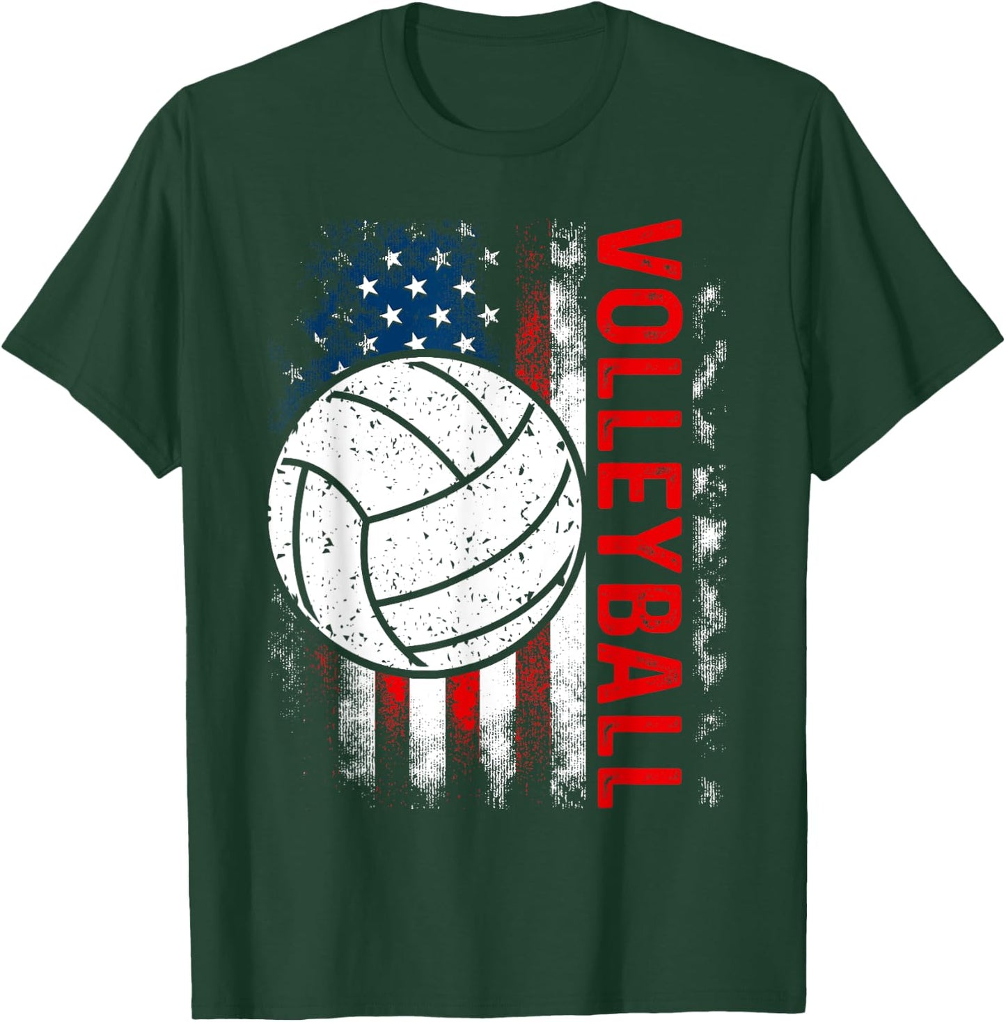 Distressed American Flag Volleyball Patriotic 4th Of July T-Shirt - T-Shirt | Forest