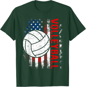 Distressed American Flag Volleyball Patriotic 4th Of July T-Shirt - T-Shirt | Forest