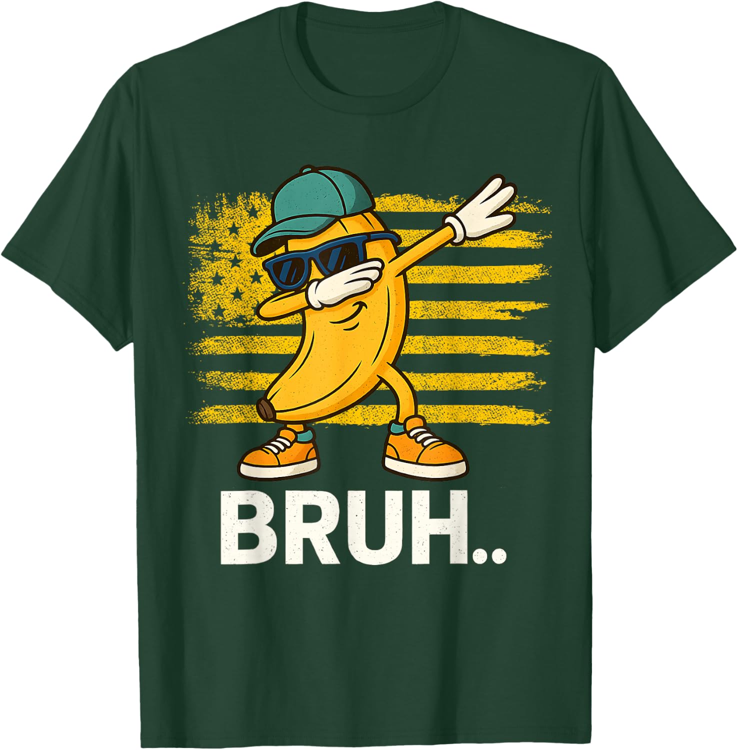 Cool Dabbing Banana Bruh American Flag Teen Boys T-Shirt - T-Shirt | Forest