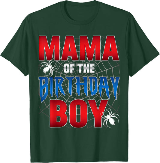 Mama Of The Birthday Boy Spider Web Birthday Party Matching T-Shirt - T-Shirt | Forest