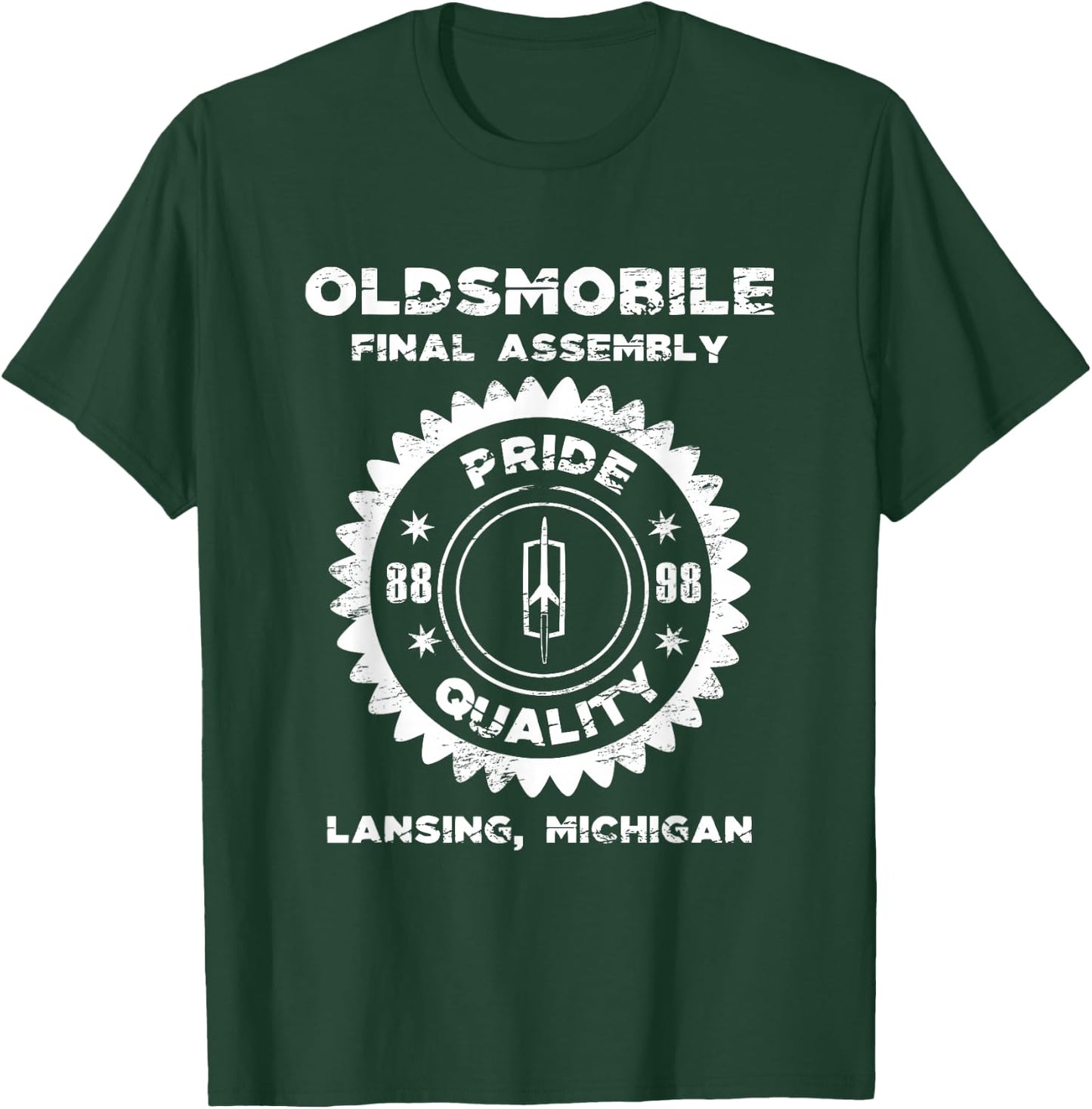 Oldsmobile Motors Final Assembly Graphic Classic Car Show T-Shirt - T-Shirt | Forest