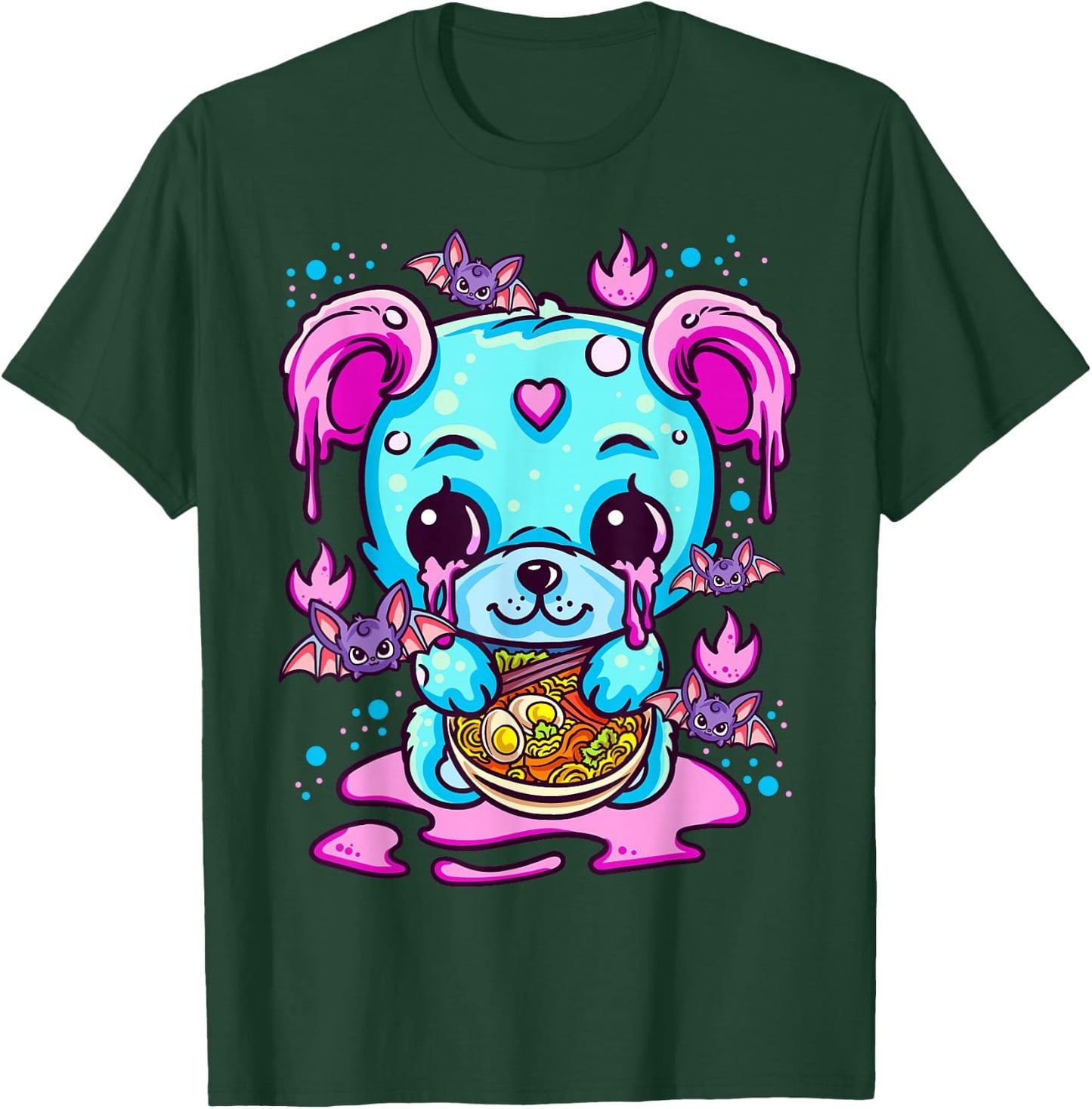 Cute Kawaii Creepy Pastel Goth Puppy Eating Ramen Noodles T-Shirt - T-Shirt | Forest