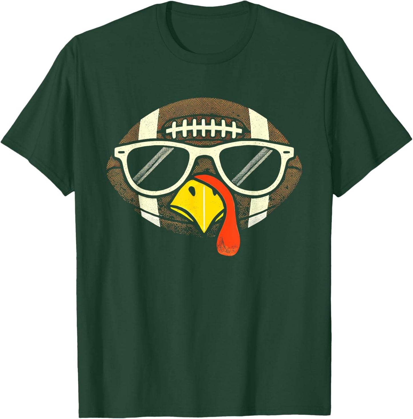Football Turkey Face Sunglasses Thanksgiving Kid T-Shirt - T-Shirt | Forest