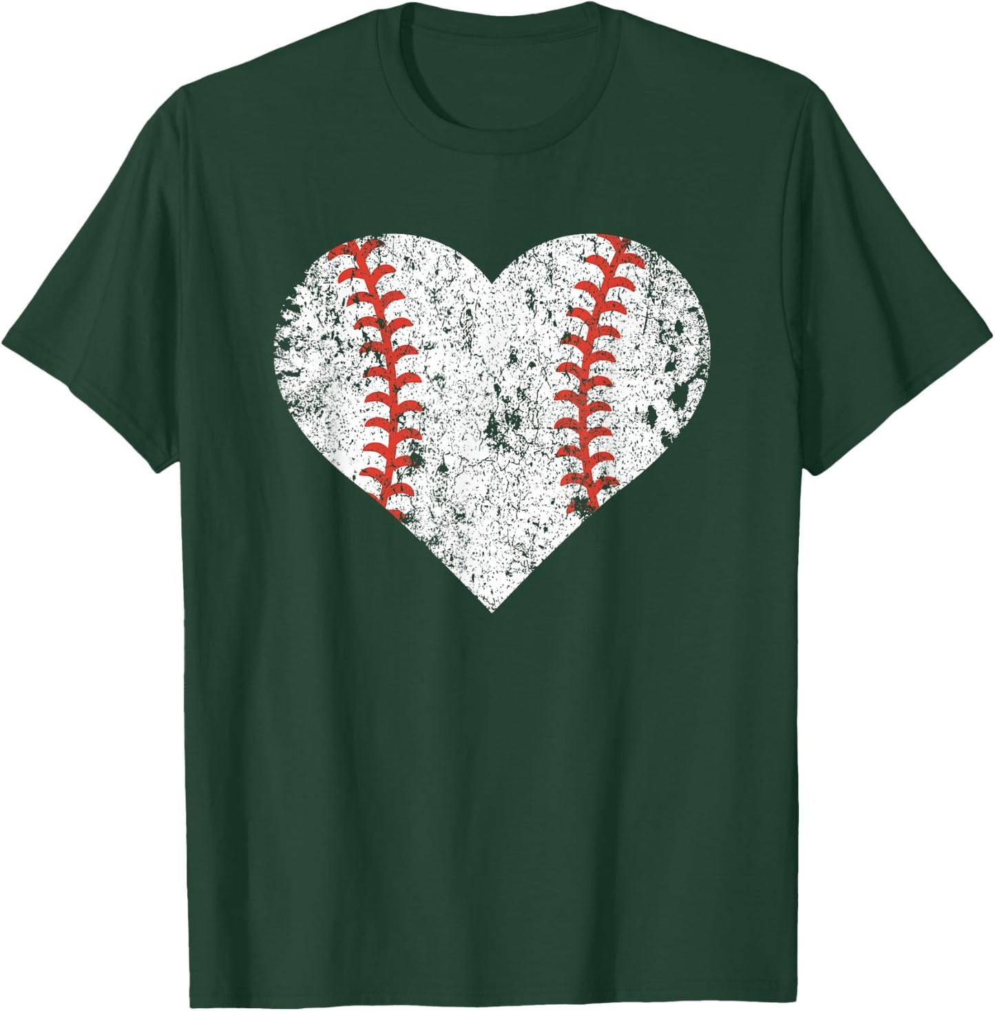 Vintage Retro Baseball Heart Baseball Lover T-Shirt - T-Shirt | Forest