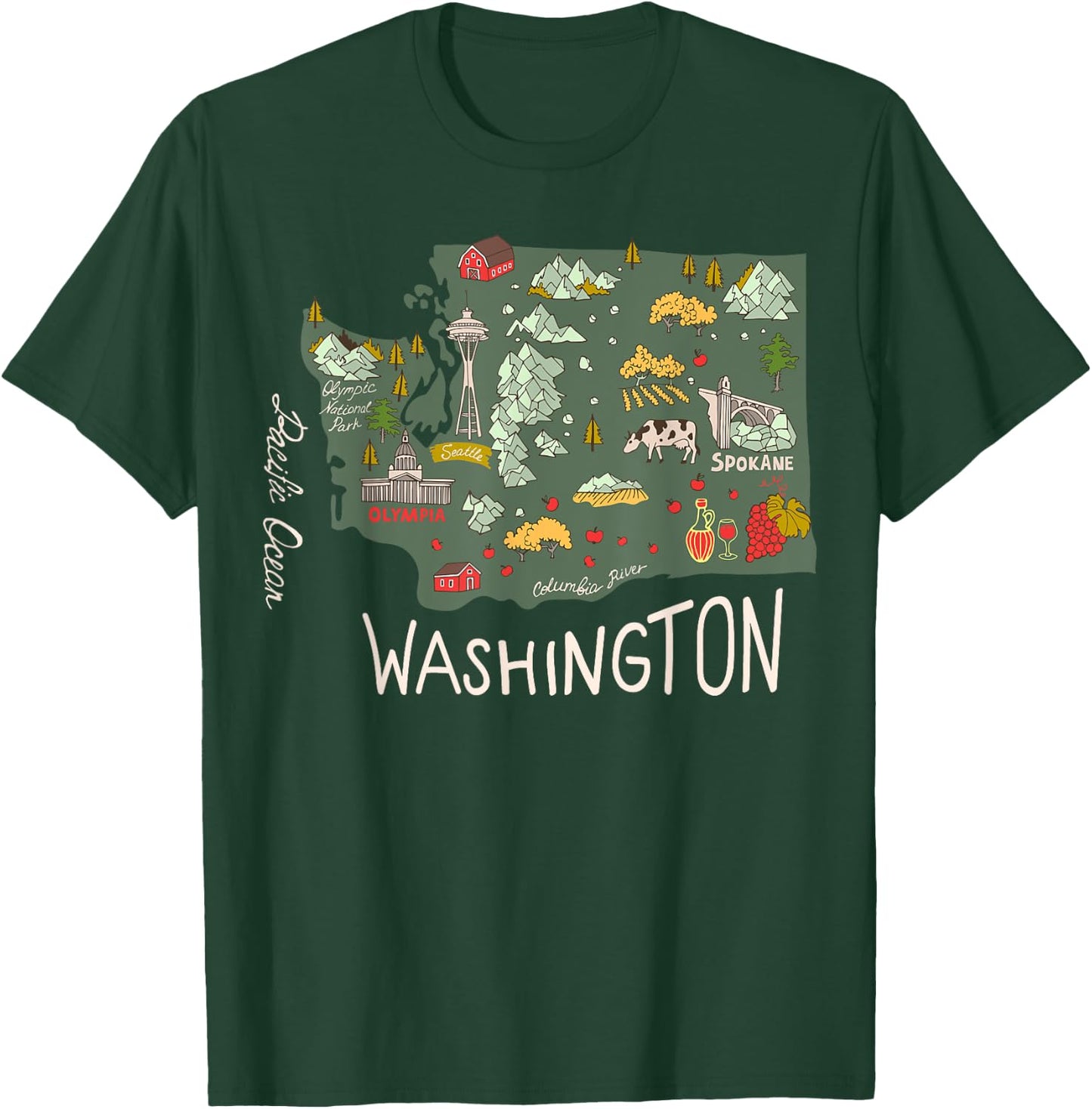 Vintage Washington Evergreen State Seattle Pacific Northwest T-Shirt - T-Shirt | Forest