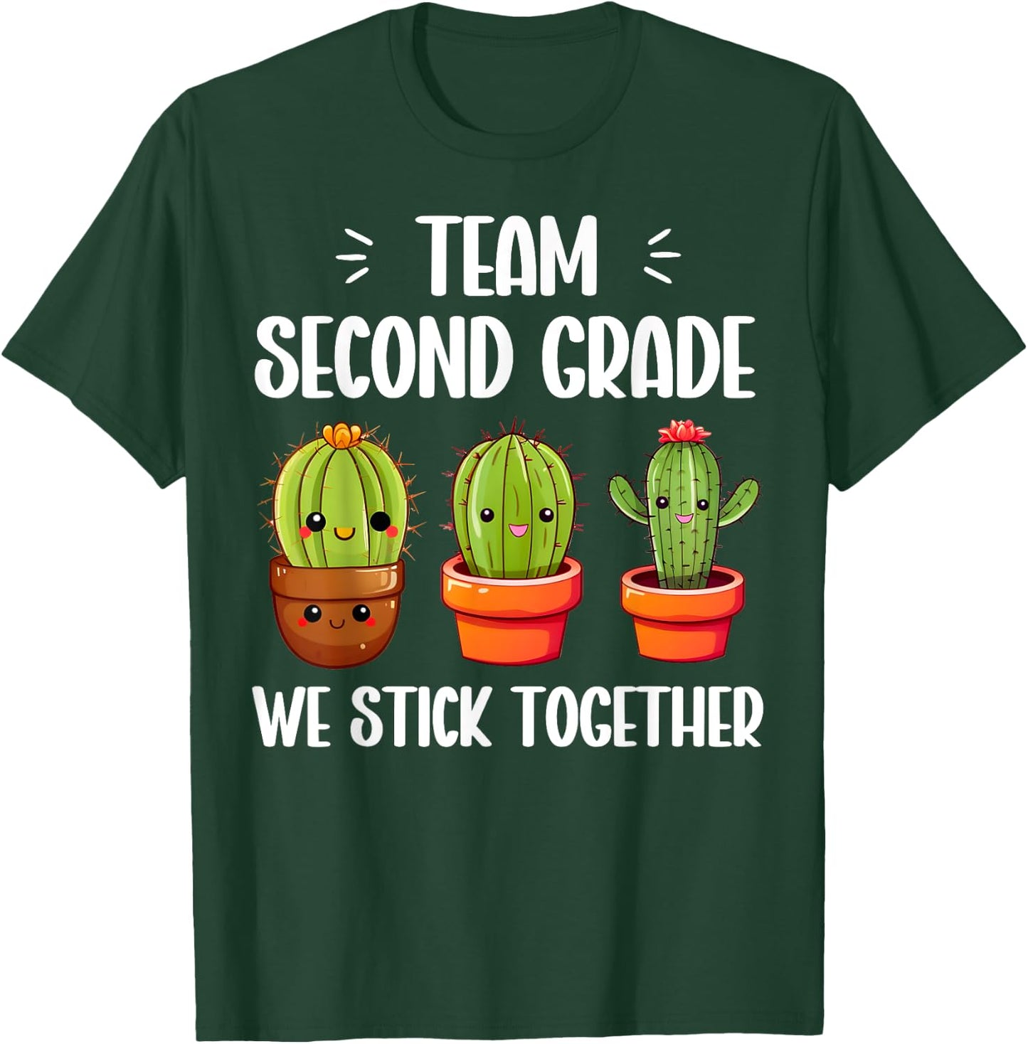 Team Second Grade We Stick Together Cute Cactus Teacher. T-Shirt - T-Shirt | Forest