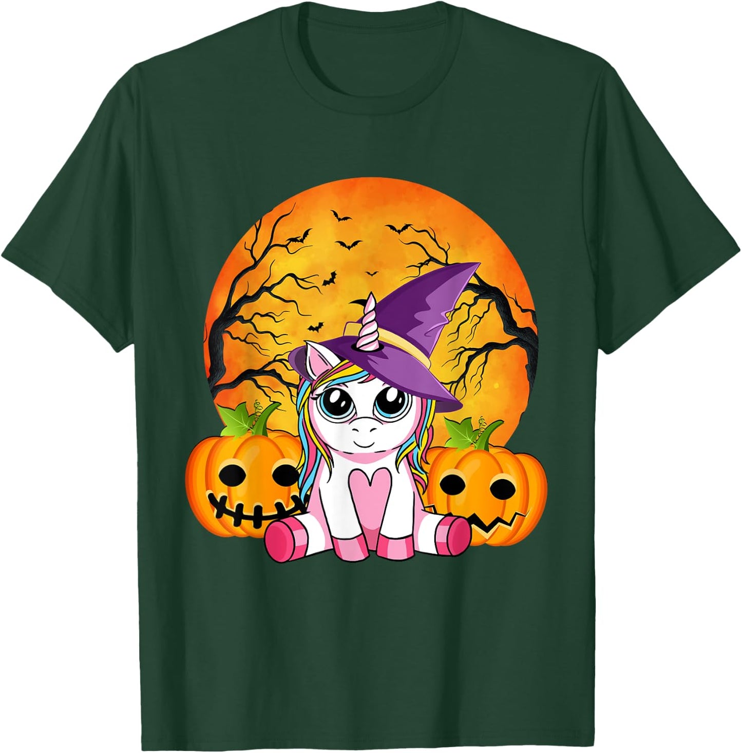 Cute Halloween Shirt Girls Women Witchy Unicorn Halloween T-Shirt - T-Shirt | Forest