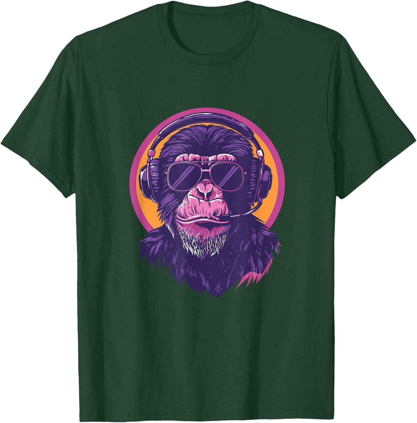 90s Retro Vaporwave Style Cool & Cute Chimp Art T-Shirt - T-Shirt | Forest