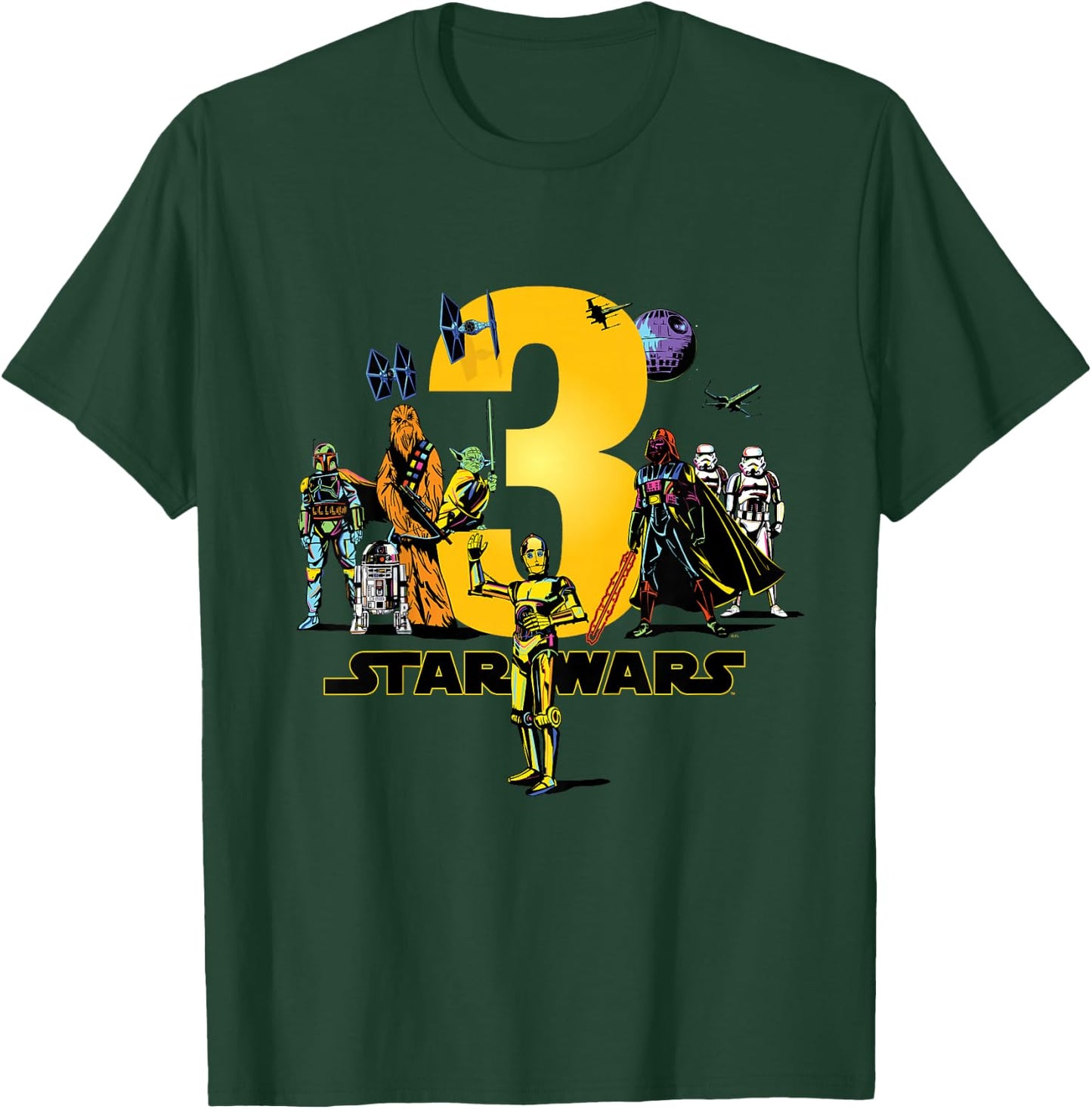 Star Wars Classic Characters Third Birthday 3 Years Old T-Shirt - T-Shirt | Forest