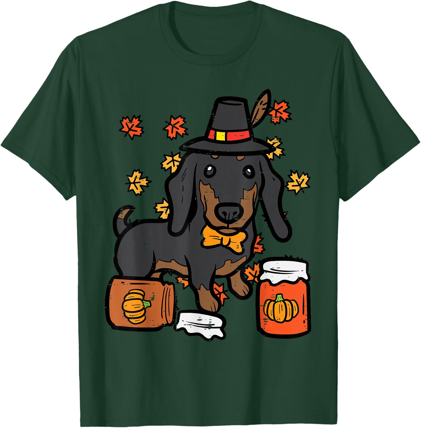 Thanksgiving Dachshund Sausage Hot Dog Autumn Men Women Kids T-Shirt - T-Shirt | Forest