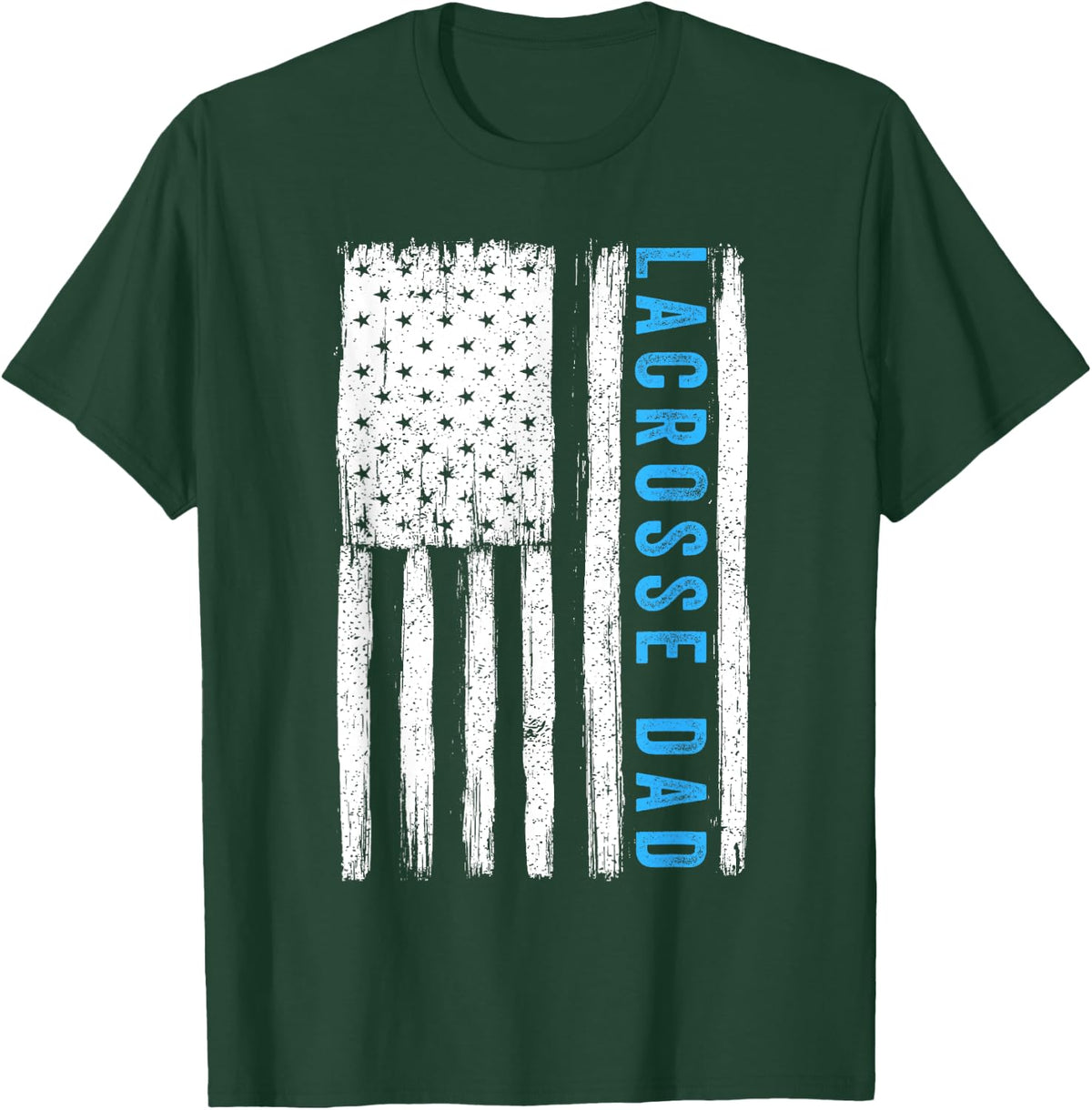 Vintage Lacrosse Dad American US Flag Best Father Papa Men T-Shirt - T-Shirt | Forest