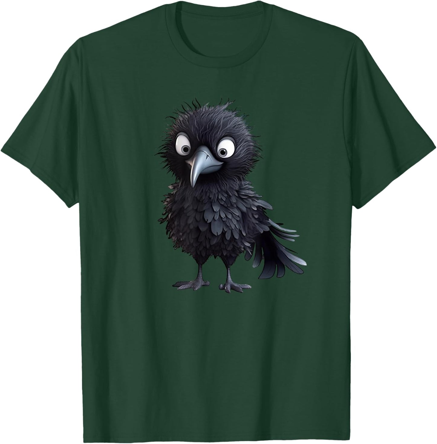 Black Raven Bird Graphic For Gothic Kids Women Men Cute Crow T-Shirt - T-Shirt | Forest
