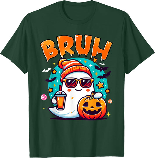 Bruh Ghost Halloween Cute Ghost Trick Or Treat Candy Kids T-Shirt - T-Shirt | Forest