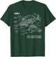 World War 2 American P51 Mustang Fighter Plane blueprint T-Shirt - T-Shirt | Forest
